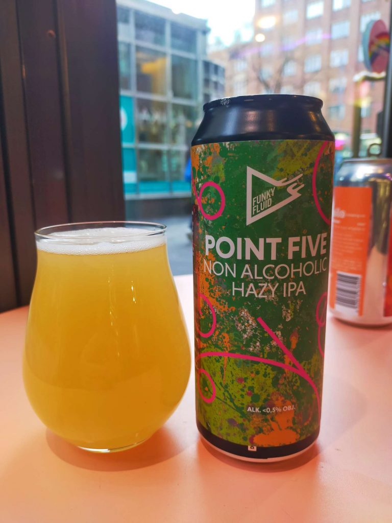 Point Five non-alcoholic Hazy IPA from Funky Fluid.