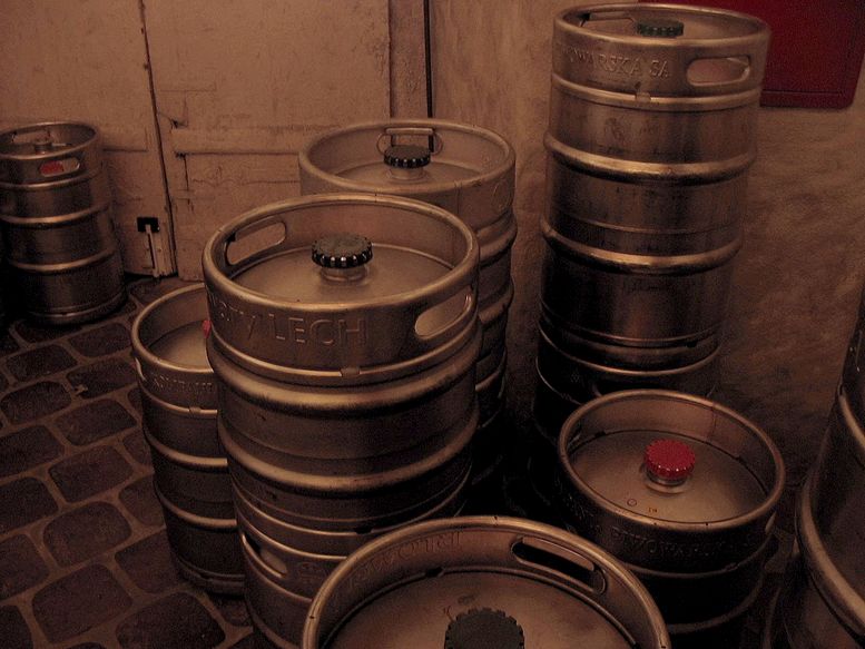 Kegs in a brewery