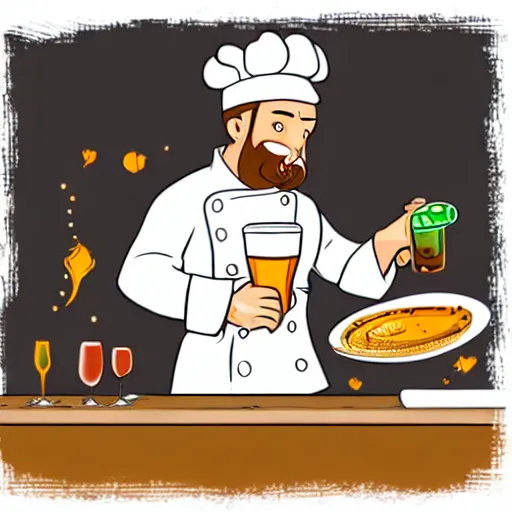 Cartoon Picture of Someone Cooking With Beer