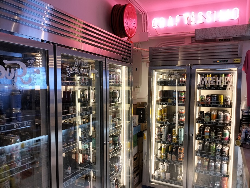 The beer fridges at Craftissimo in Hong Kong