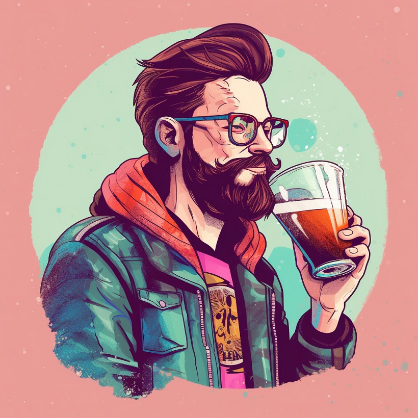 Hipster drinking non-alcoholic beer