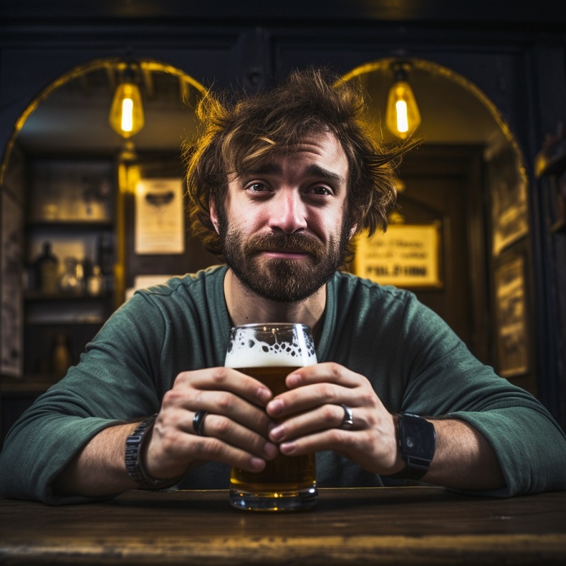 Man with a pint of non-alcoholic beer